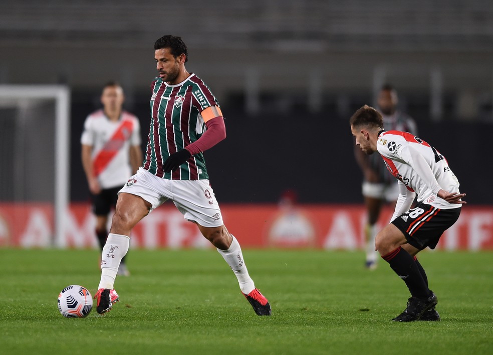 Fred em atuação pelo Fluminense contra o River Plate, pela Libertadores 2021 — Foto: Staff Images/Libertadores
