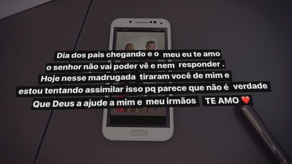 Filho de motociclista que morreu atropelado no DF faz postagem nas redes sociais — Foto: Reprodução