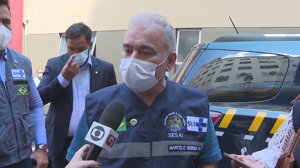 Ministro da Saúde, Marcelo Queiroga, em Belo Horizonte nesta sexta-feira (10) — Foto: TV Globo