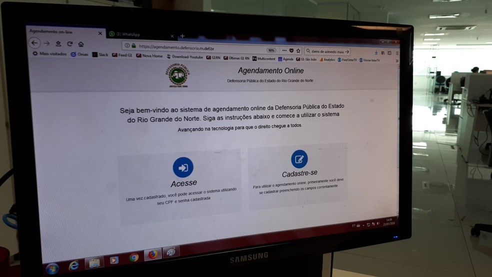 A partir desta segunda (23), atendimentos podem ser marcados no site da Defensoria Pública do RN (Foto: Fernanda Zauli/G1)