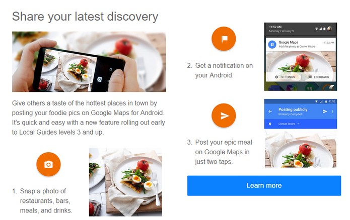 Recurso ilustrado pelo Google para o funcionamento da postagem da refeição (Foto: Reprodução/Android Central)