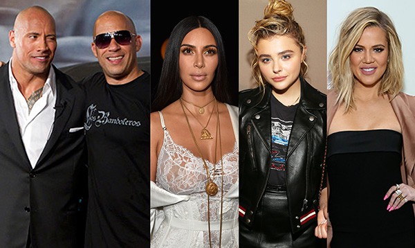 Dwayne Johnson X Vin Diesel, Kim Kardashian X Chloe Moretz X Khloe Kardashian (Foto: Getty Images)