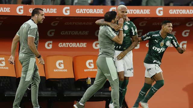 Deyverson comemora gol com Abel Ferreira