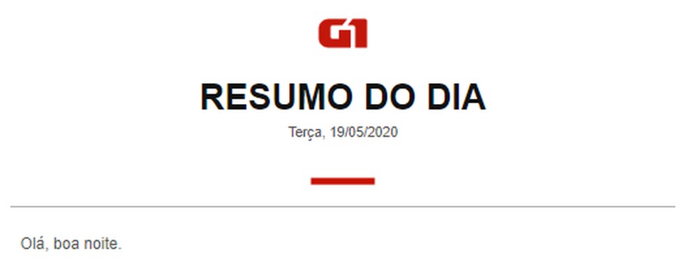 Newsletter do portal G1 envia notícias todos os dias para os leitores — Foto: Reprodução/G1