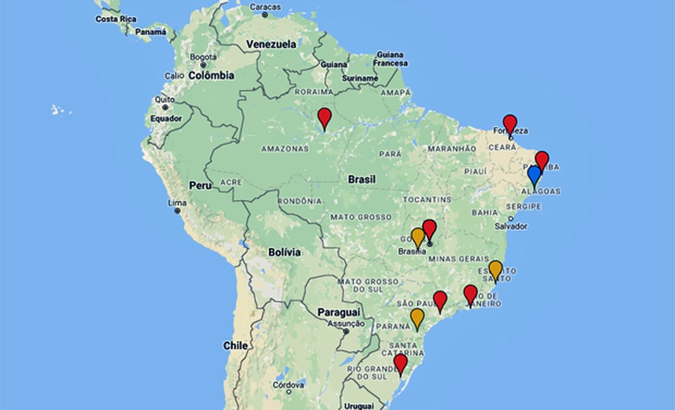 Mapeamento mostra os projetos de lei estaduais e federais inspirados no 'Escola sem Partido' — Foto: Google