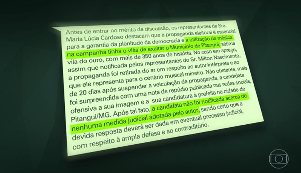 Nota emitida pela prefeita eleita de Pitangui após o ocorrido — Foto: Reprodução/Fantástico 