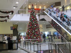 Comércio em Santos antecipa decoração natalina (Foto: Anna Gabriela Ribeiro / G1)