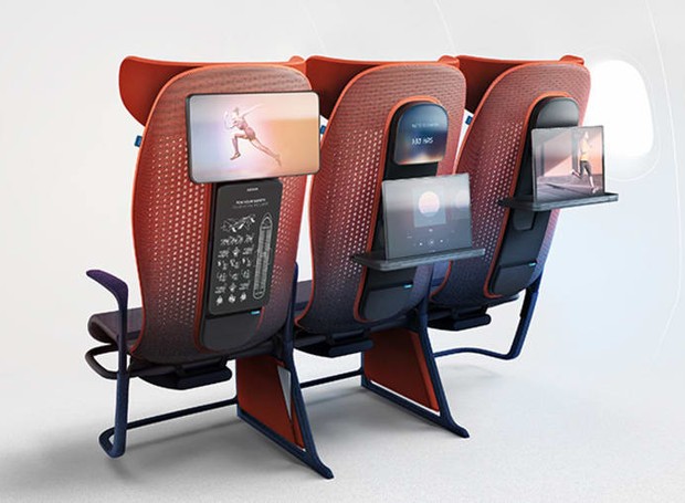 A televisão pode ser instalada com facilidade nos assentos, mas há modelos com e sem elas (Foto: Fast Company/ Reprodução)