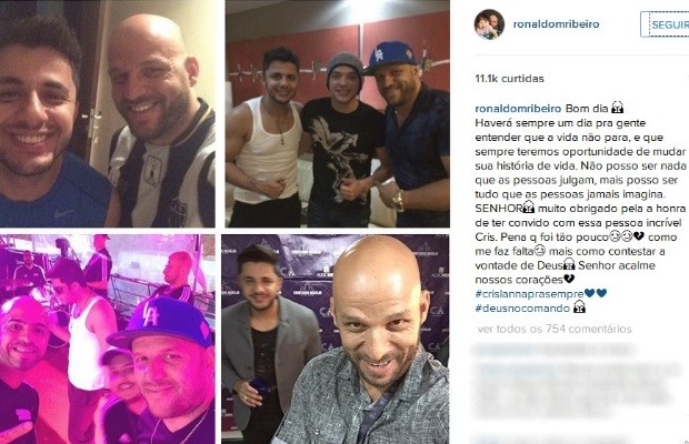 Motorista de Cristiano Araújo posta fotos com cantor: 'Como me faz falta' em Goiás (Foto: Reprodução/Instagram)