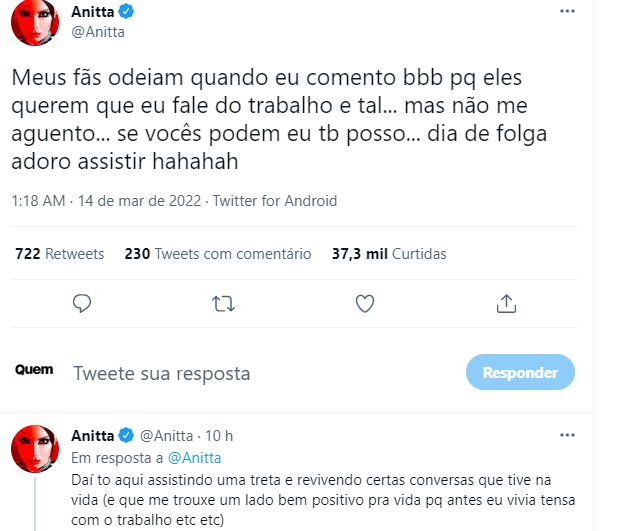 Anitta fala de Scooby (Foto: Reprodução/Twitter)