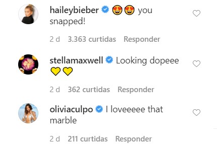 Hailey Bieber, Olivia Culpo e Stella Maxwell elogiaram a decoração do apartamento de Gigi Hadid (Foto: Reprodução / Instagram)