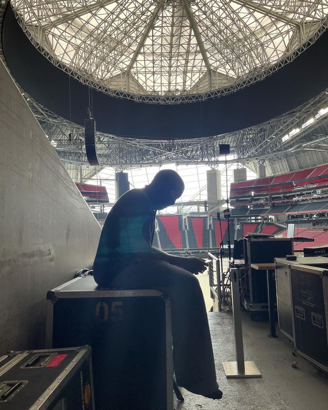 Kanye West no Marcedes-Benz Stadium, em Atlanta (Foto: reprodução instagram)