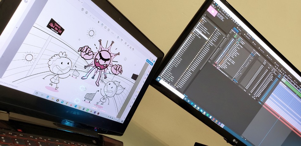 Objetivo da animação é reforçar importância de ficar em casa durante a pandemia (Bauru - Dona Ramona Corona) — Foto: Arquivo pessoal/Rafael Maroubo