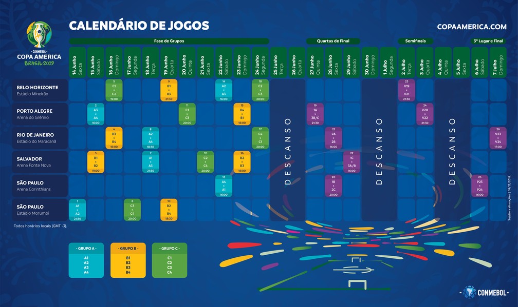 Calendário completo da Copa América — Foto: Divulgação
