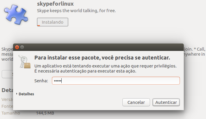 Autorizando a instalação do Skype no Linux (Foto: Reprodução/Edivaldo Brito)