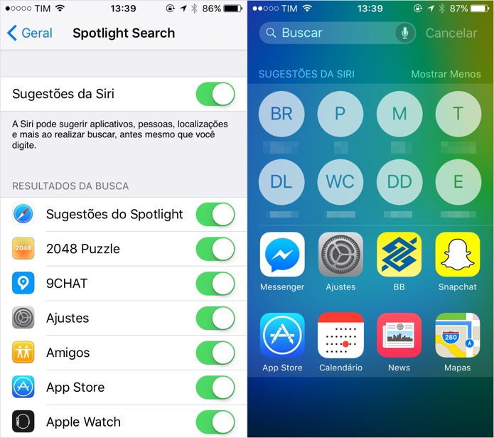 Siri faz sugestões de apps e contatos (Foto: Reprodução/Helito Bijora) 