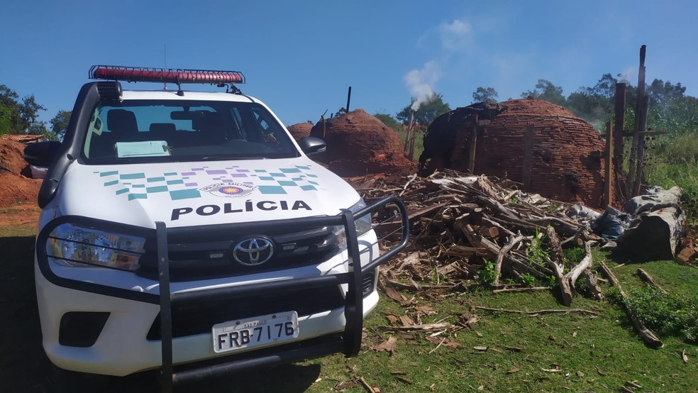 Polícia Ambiental apreendeu 315 quilos de carvão em carvoaria clandestina em Santo Anastácio — Foto: Polícia Ambiental