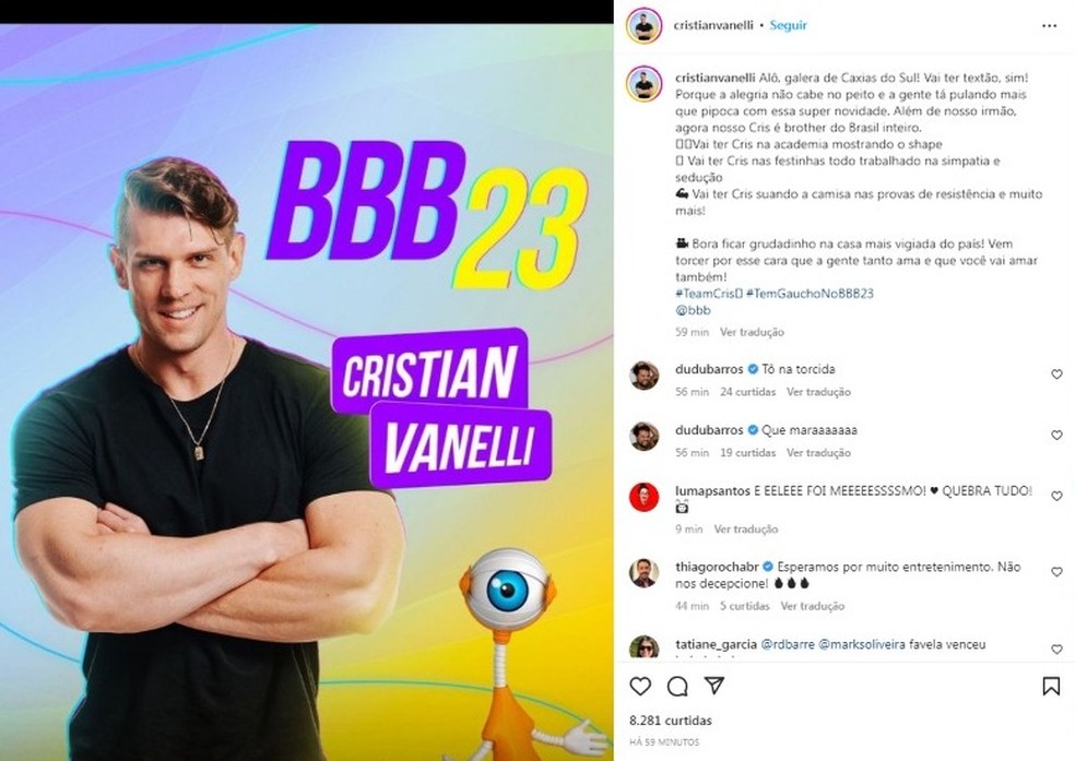 Cristian Vanelli no Instagram — Foto: Reprodução/Instagram