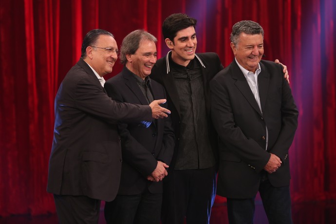 Na primeira gravação, Adnet recebeu Galvão Bueno com os amigos Reginaldo Leme e Arnaldo Cézar Coelho (Foto: Isabella Pinheiro/ Gshow)