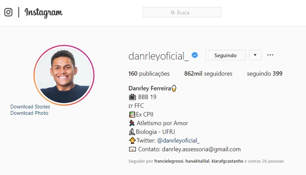 Danrley Ferreira, do BBB19 (Foto: Reprodução/Instagram)