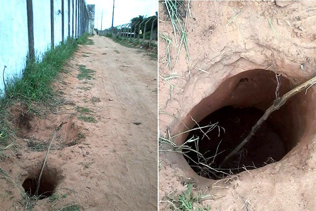 Segundo a Coape, presos que fugiram neste domingo usaram o mesmo túnel escavado para a fuga que aconteceu na quinta-feira (Foto: Divulgação/Força Nacional)
