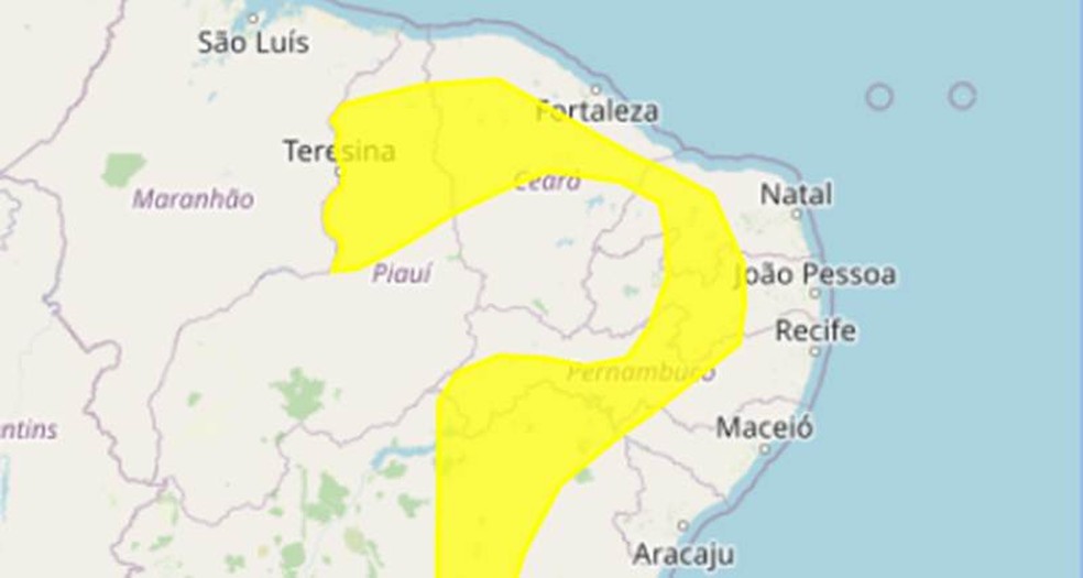 Inmet emite alerta amarelo de perito potencial de baixa umidade para 72 municípios da Paraíba — Foto: Reprodução/Inmet