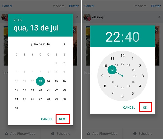 Usuário deve escolher data e horário para ser lembrado de publicação no Instagram (Foto: Reprodução/Elson de Souza)