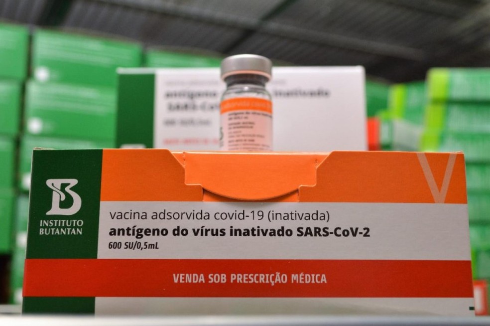 Lote da vacina CoronaVac para crianças em Alagoas — Foto: Carla Cleto/Sesau