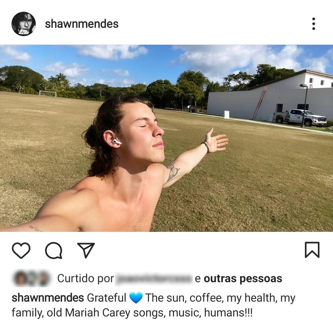 Shawn Mendes se disse grato pelas músicas da Mariah Carey (Foto: Reprodução / Instagram)