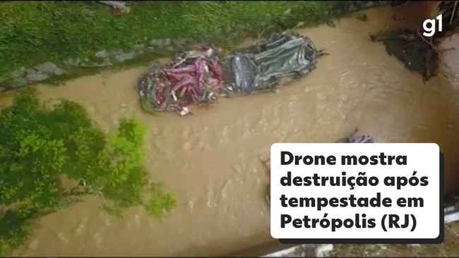 Drone mostra destruição após temporal em Petrópolis