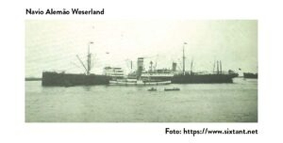 O nome do segundo navio nazista é MV Weserland. — Foto: Labomar