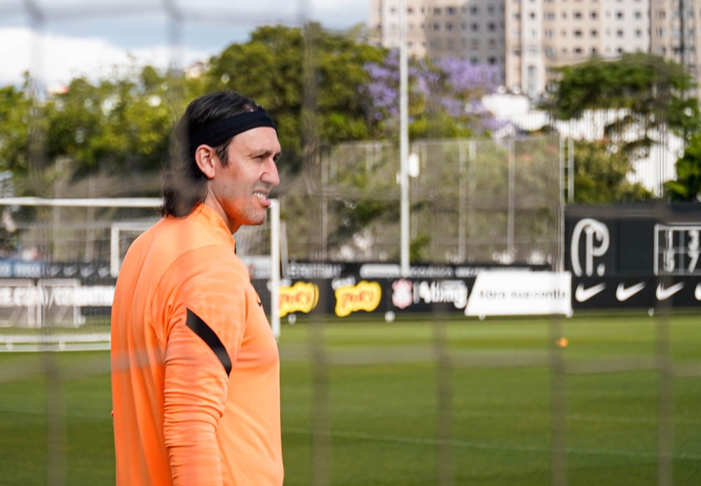Cássio em treino do Corinthians no CT Joaquim Grava — Foto: Raphael Martinez/Ag. Corinthians
