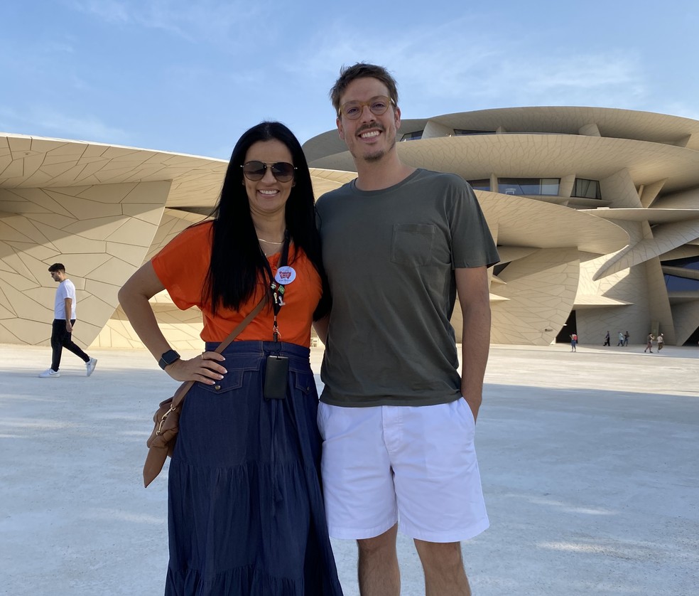 Fábio Porchat também foi guiado pela profissional durante visita ao Catar na Copa do Mundo — Foto: Arquivo pessoal