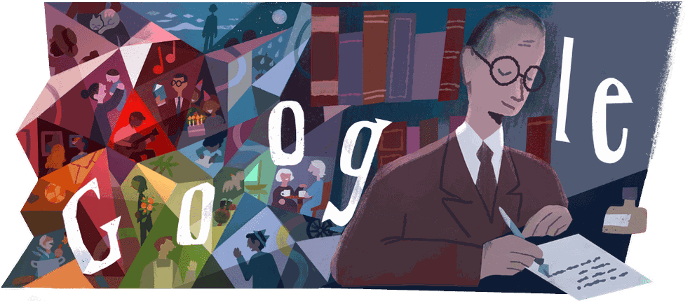 Doodle do Google homenageia o poeta mineiro Carlos Drummond de Andrade — Foto: Reprodução/Google
