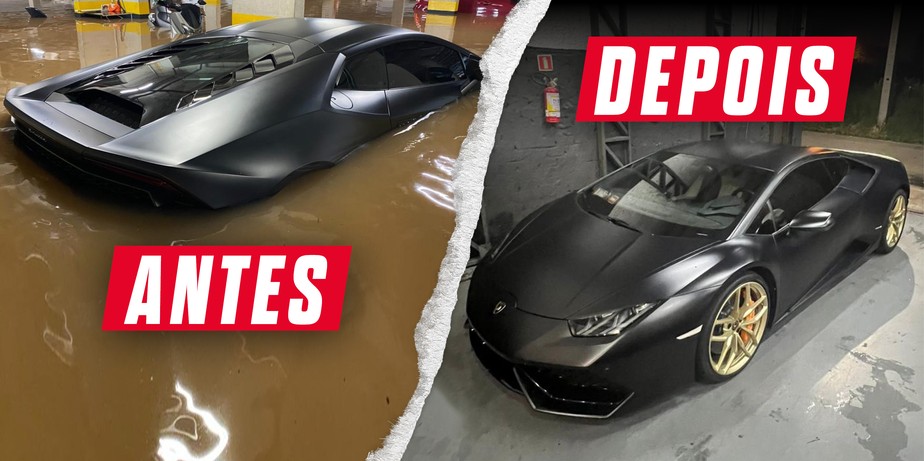 Lamborghini Huracán alagada enchente