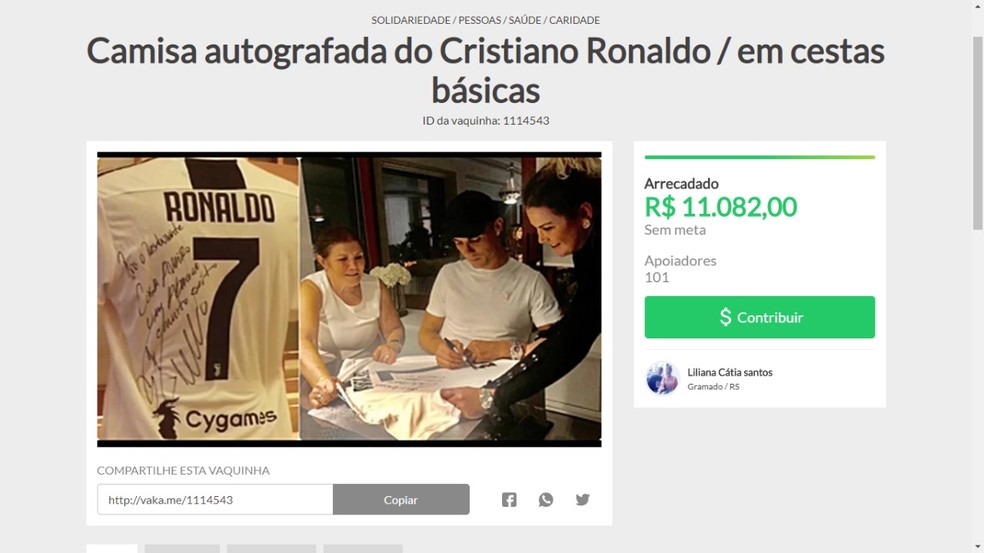 camisa Cristiano Ronaldo, CR7, Juventus, restaurante, gramado — Foto: Reprodução