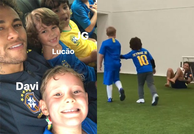 Com Neymar e amiguinhos, David Lucca visita Granja Comary, concentração da Seleção (Foto: Reprodução/Instagram)