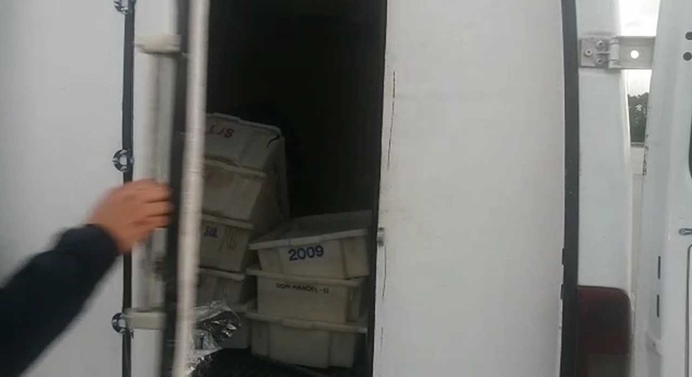 Ambulância foi flagrada transportando peixe — Foto: Reprodução