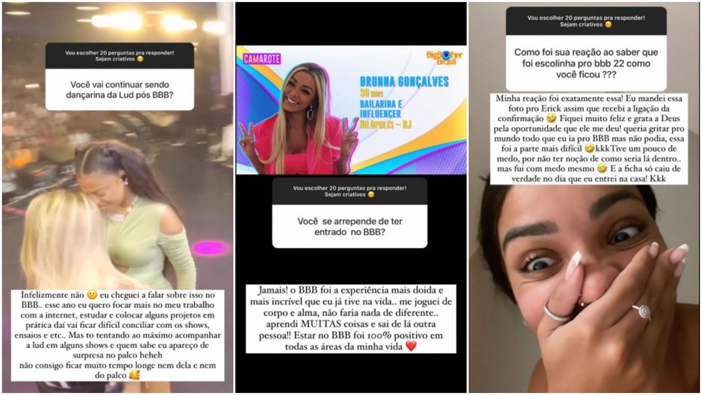 Brunna Gonçalves responde perguntas dos fãs sobre sua experiência no BBB 22 — Foto: Reprodução/Instagram