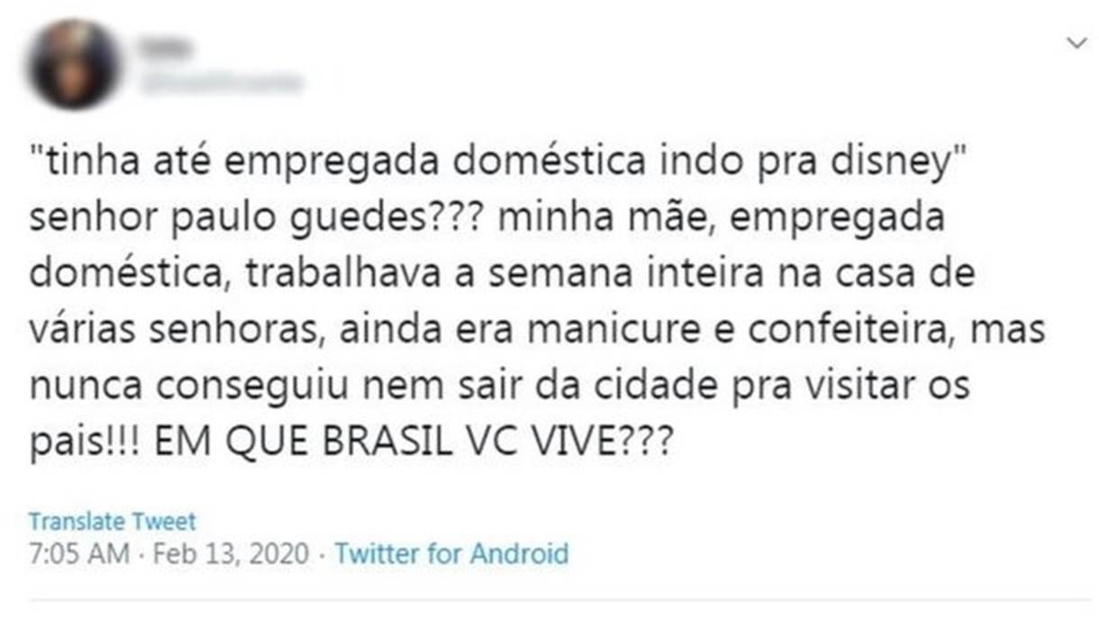 'Em que Brasil você vive?': empregadas domésticas e parentes que nunca saíram do Brasil reagem a fala de Guedes thumbnail