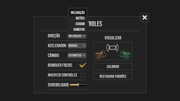 Os controles de Traffic Rider também são customizáveis (Foto: Reprodução/Tais Carvalho)