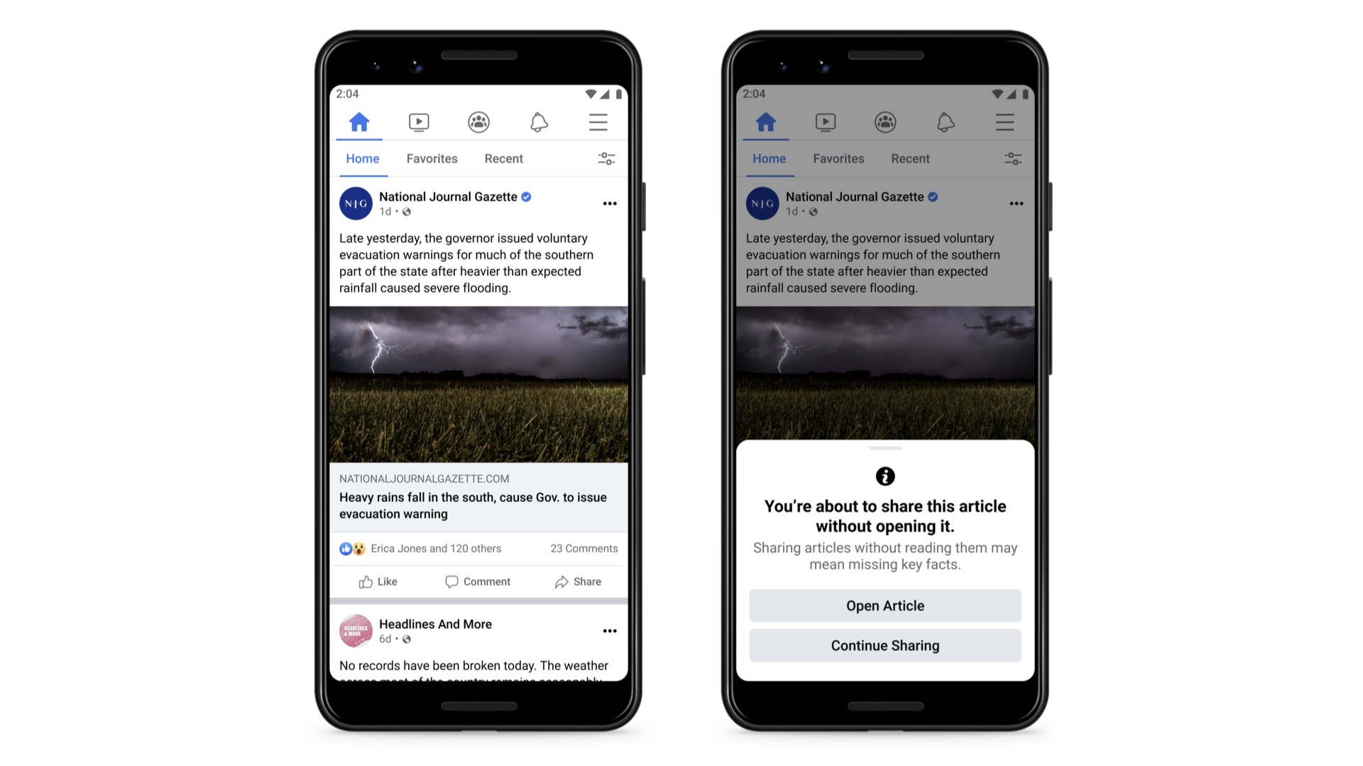 Facebook começa a mostrar aviso para quem compartilhar notícias sem abrir o link antes thumbnail