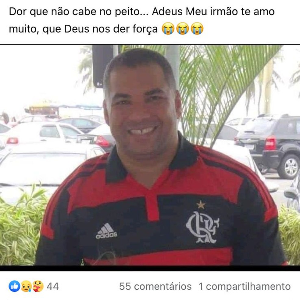 Publicação da irmã de Claudemar Moura Santos, encontrado morto no último sábado (28), no Park Way, no DF — Foto: Facebook/Reprodução