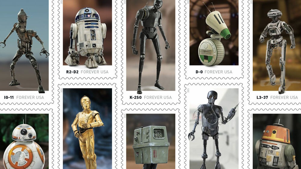 Nova linha de selos de Star Wars homenageia androides da saga (Foto: Divulgação/Disney)