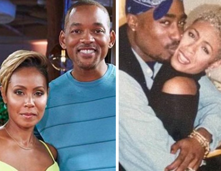 O ator Will Smith com a esposa, a atriz Jada Pinkett Smith, e ela em uma foto antiga com o rapper Tupac Shakur (Foto: Instagram/Reprodução)