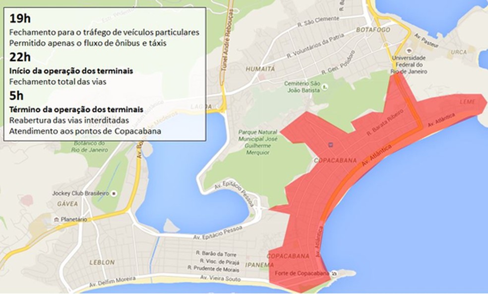 Prefeitura do Rio preparou esquema especial de trânsito para o réveillon, com vários pontos de bloqueios em importantes vias da Zona Sul (Foto: Reprodução/Centro de Operações)