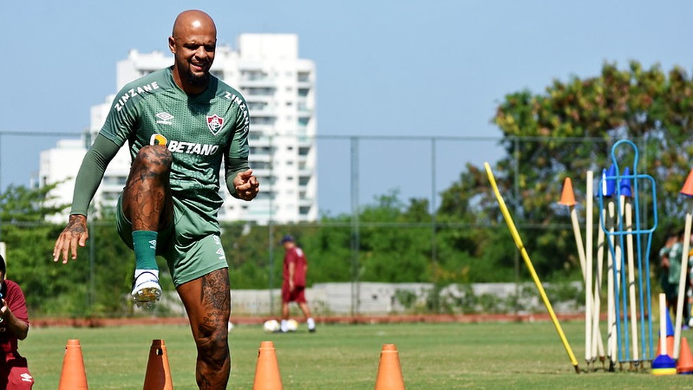 Felipe Melo em treino à parte da transição no Fluminense — Foto: Mailson Santana / Fluminense FC