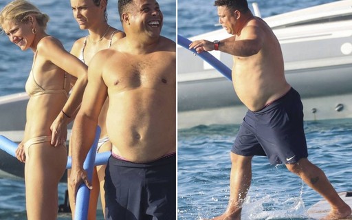 Ronaldo e Celina Locks se divertem durante passeio de barco na Espanha