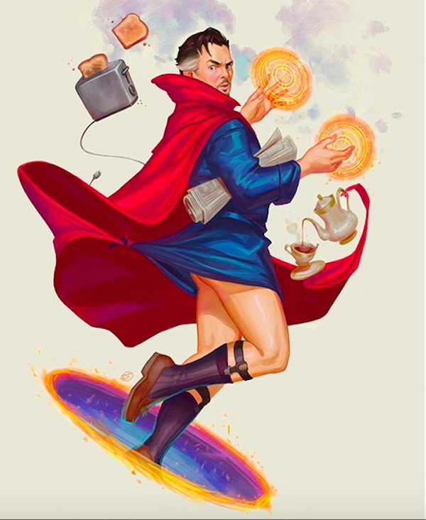 O herói Doutor Estranho em versão pinup desenhada pelo ilustrador norte-americano David Talaski (Foto: Instagram)