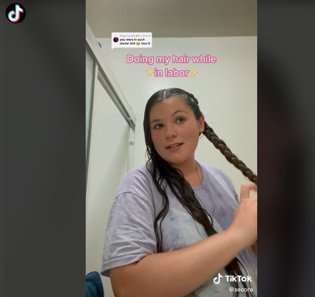 Mulher viraliza ao postar vídeo fazendo trança em trabalho de parto (Foto: Reprodução/TikTok/Secora Hawks)